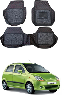 ARNEJA Leatherite 7D Mat For  Chevrolet Spark(Red, Black)