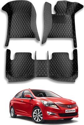 MATIES Leatherite 7D Mat For  Hyundai Verna(Black)