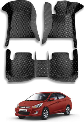 MATIES Leatherite 7D Mat For  Hyundai Verna(Black)