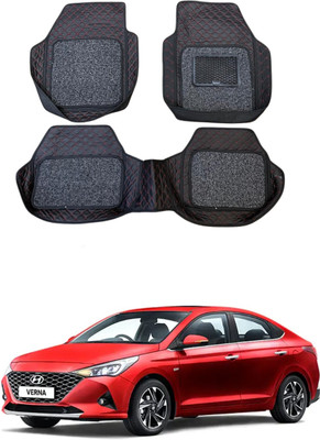 ARNEJA Leatherite 7D Mat For  Hyundai Verna(Red, Black)