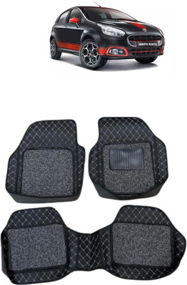 arneja trading company Leatherite 7D Mat For  Fiat Abarth Punto(Silver, Black)