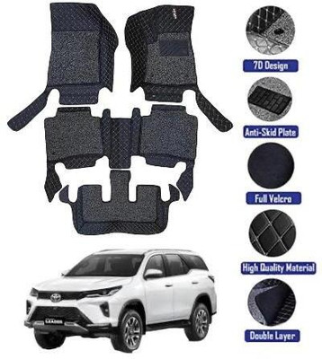 GENFRID Leatherite 7D Mat For  Toyota Fortuner(Black, Silver)