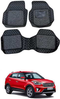 Arnejae Leatherite 7D Mat For  Hyundai Creta(Silver, Black)