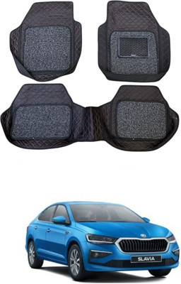 Arnejaa Leatherite 7D Mat For  Skoda Slavia(Red, Black)