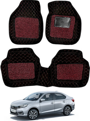 Autorepute Leather 7D Mat For  Honda Amaze(Red, Black)