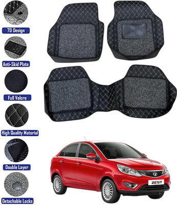 GENFRID Leather 7D Mat For  Tata Zest(Silver, Black)