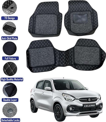 GENFRID Leather 7D Mat For  Maruti Celerio(Silver, Black)