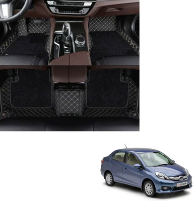 Autoclow Leatherite 7D Mat For  Honda Amaze(Gold, Black)