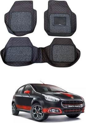 TOFIT ENTERPRISE Leatherite 7D Mat For  Fiat Abarth Punto(Red, Black)