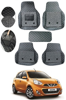 SLSHILPA Leather 7D Mat For  Nissan Micra(Black)
