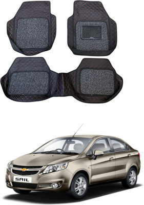 ARNEJA Leatherite 7D Mat For  Chevrolet Sail(Red, Black)
