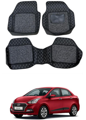Arnejas Leatherite 7D Mat For  Hyundai Xcent(Silver, Black)