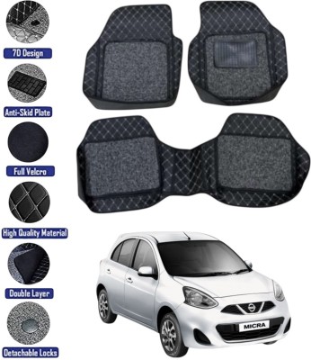 GENFRID Leather 7D Mat For  Nissan Micra(Silver, Black)