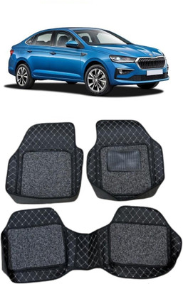 arneja trading company Leatherite 7D Mat For  Skoda Slavia(Silver, Black)
