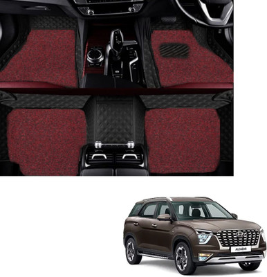 Autoclow Leatherite 7D Mat For  Hyundai Alcazar (7 Seater)(Red, Black)