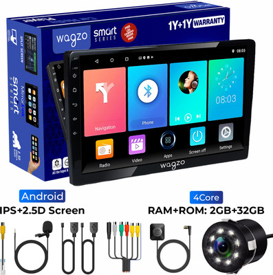 Wagzo 9 Inch Car Android TS7 2GB+32GB, 4th Gen, 4 Core, IPS Display, LED CAMERA|WAP-24 Car Stereo(Double Din)