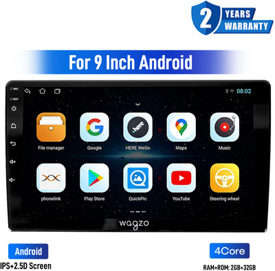 Wagzo 9 Inch Car Android TS7,2GB+32GB,4th Gen,4 Core,Touch Screen IPS Display |WAP-46 Car Stereo(Double Din)