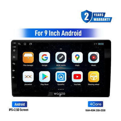 Wagzo 9 Inch Car Android TS7,2GB+32GB,4th Gen,4 Core,Touch Screen IPS Display |WAP-46 Car Stereo(Double Din)