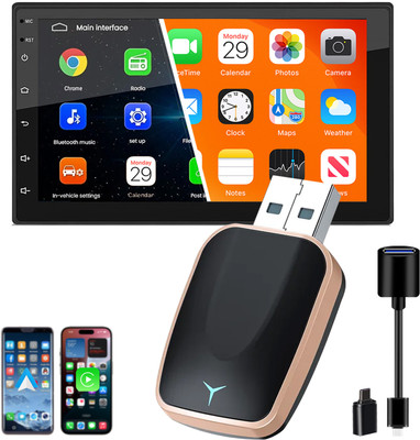 Exblack 2 in 1 Wireless Carplay and Android Auto Adapter,Bluetooth 2.4 & 5.8Ghz WiFi Car Stereo(Double Din)