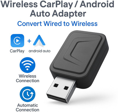 ZESSQAA USB Wireless CarPlay & Android Auto Adapter Car Stereo(Double Din)