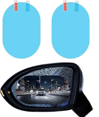 CARE N MADE 2 Pcs Car Rearview Mirror Film Rainproof Waterproof Mirror Car Mirror Rain Blocker(Blue)