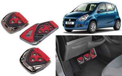 CCE 3Pcs Non-Slip Manual Car Red Pedals kit Pad Covers Set-07 Car Pedal