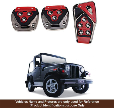 Beamerzz 3 Pcs Non-Slip Manual Car Pedals kit Pad Covers Set Red Color Car Pedal