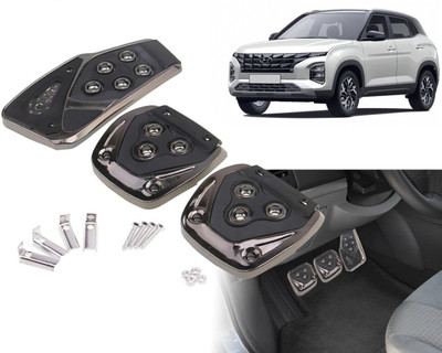 Selifaur BP11 - 3 Pcs Black Non-Slip Manual Car Pedals kit Pad Covers Set Creta 2024 Car Pedal