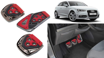 Motopex 3Pcs Non-Slip Manual Car Red Pedals kit Pad Covers Set-20 Car Pedal