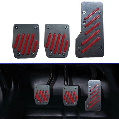 Discount Plaza 3 Pcs Non-Slip Manual CS-320 Car Pedals Kit Pad Covers Set for All Cars (Red) Car Pedal