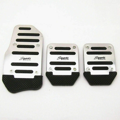 Mr fix 3Pcs Silver Sports Anti-Non Slip Aluminium Alloy Pedal Pad A4 Car Pedal