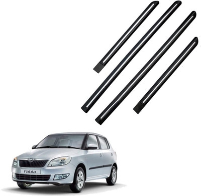 TECHMOZ SKODA FABIA CAR DOOR SIDE BEADING WITH BLACK COLOUR CHROME LINE SET OF 4 PCS Car Beading Roll For Door(5 m)