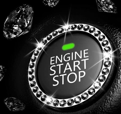 GMA Car Engine Start Stop Cover Push Button Diamond Rhinestone (BLACK) Engine Start/Stop Button