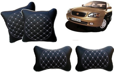 AUTO PEARL Black, White Leatherite Car Pillow Cushion for Maruti Suzuki(Rectangular, Pack of 4)