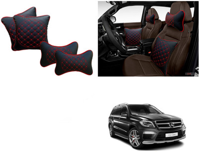 Automotive Prist Black, Red Leatherite Car Pillow Cushion for Mercedes Benz(Rectangular, Square, Pack of 4)