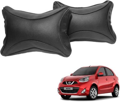ROYAL AUTO MART Black Leatherite Car Pillow Cushion for Nissan(Rectangular, Pack of 2)