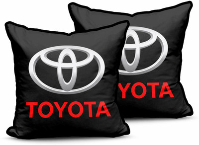 kioni Black Polyester Car Pillow Cushion for Toyota(Square, Pack of 2)
