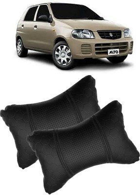AutoKraftZ Black Leatherite Car Pillow Cushion for Universal For Car(Rectangular, Pack of 2)