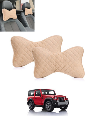 MSNP Beige Memory Foam Car Pillow Cushion for Mahindra(Contemporary, Pack of 2)