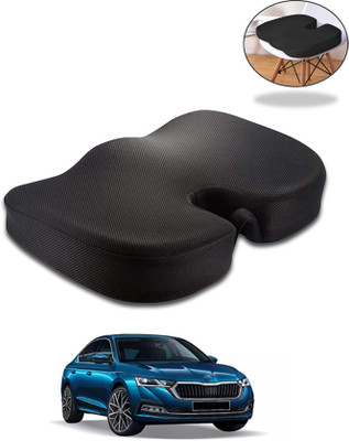 AYW Black Velvet Car Pillow Cushion for Skoda(Contemporary, Pack of 1)