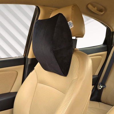PABLA ENTERPRISES Black Memory Foam Car Pillow Cushion for Universal For Car(Oval, Pack of 1)