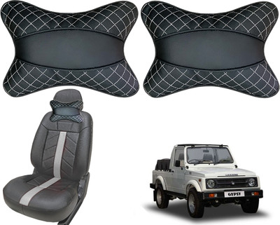PEEPS STORE Black, White Leatherite Car Pillow Cushion for Maruti Suzuki(Rectangular, Pack of 2)
