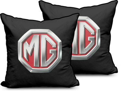 kioni Black Polyester Car Pillow Cushion for MG(Square, Pack of 2)