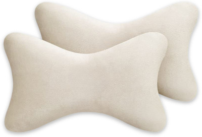 CANWELL Beige Memory Foam Car Pillow Cushion for Universal For Car(Rectangular, Pack of 2)