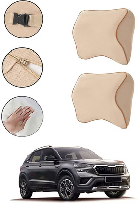 AYW Beige Memory Foam Car Pillow Cushion for Skoda(Contemporary, Pack of 1)