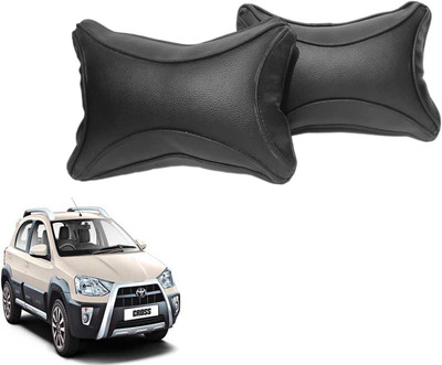 ROYAL AUTO MART Black Leatherite Car Pillow Cushion for Toyota(Rectangular, Pack of 2)