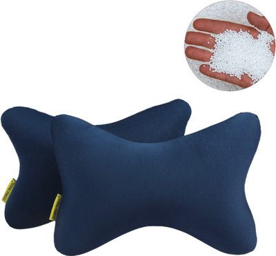 ORKA Blue Polyester, Velvet Car Pillow Cushion for Universal For Car(Rectangular)