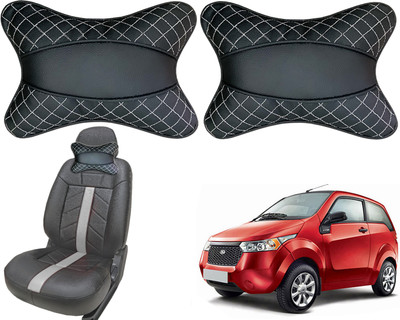 PEEPS STORE Black, White Leatherite Car Pillow Cushion for Mahindra(Rectangular, Pack of 2)