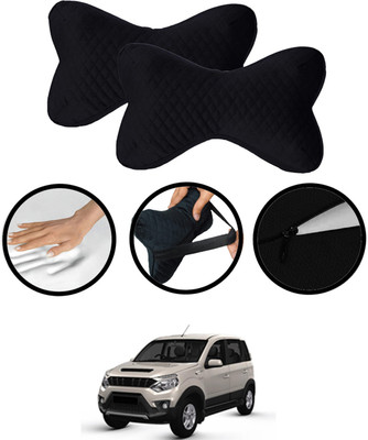 ABJD Black Velvet Car Pillow Cushion for Mahindra(Rectangular, Pack of 2)