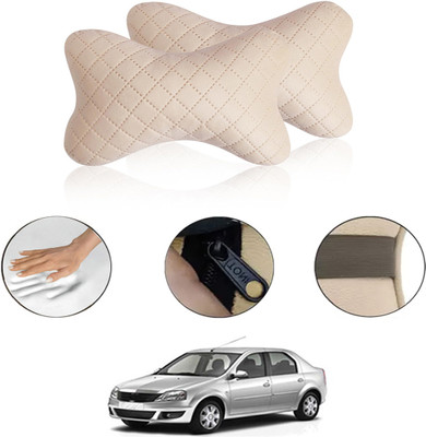 MSNP Beige Fabric Car Pillow Cushion for Mahindra(Rectangular, Pack of 2)